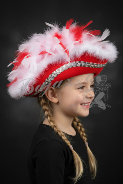 Kinderhüte rot - Federn rot-weiß 4 Stück